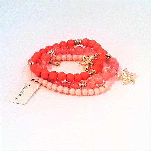 TALBOTS CORAL PINK STARFISH STRETCH BRACELET